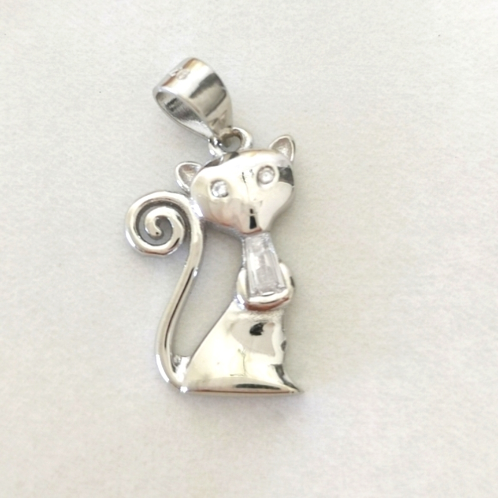 Cat sterling silver cz pendant for necklace 🆕